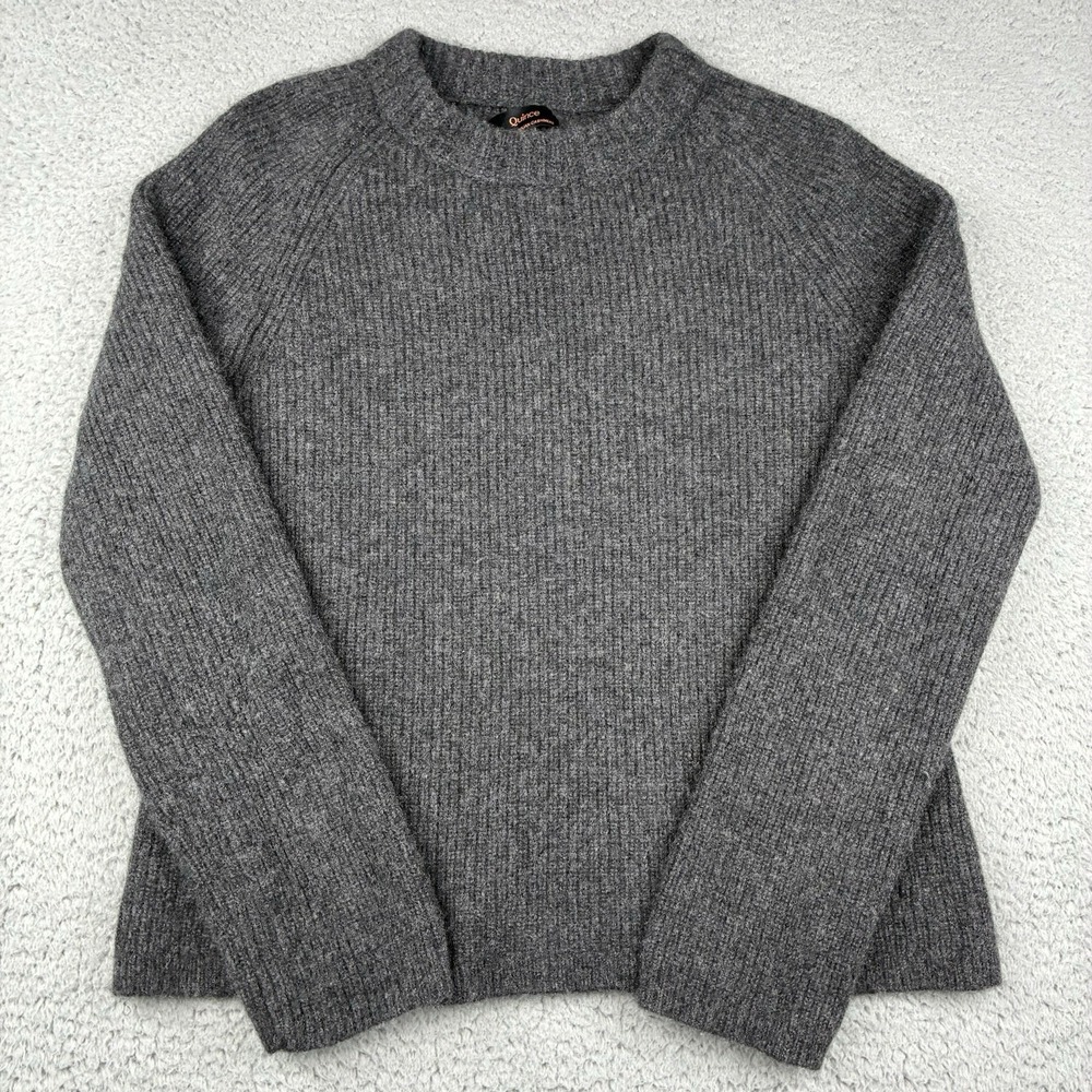 Quince Mongolian Cashmere Ribbed Fisherman Sweater Women's Medium Gray